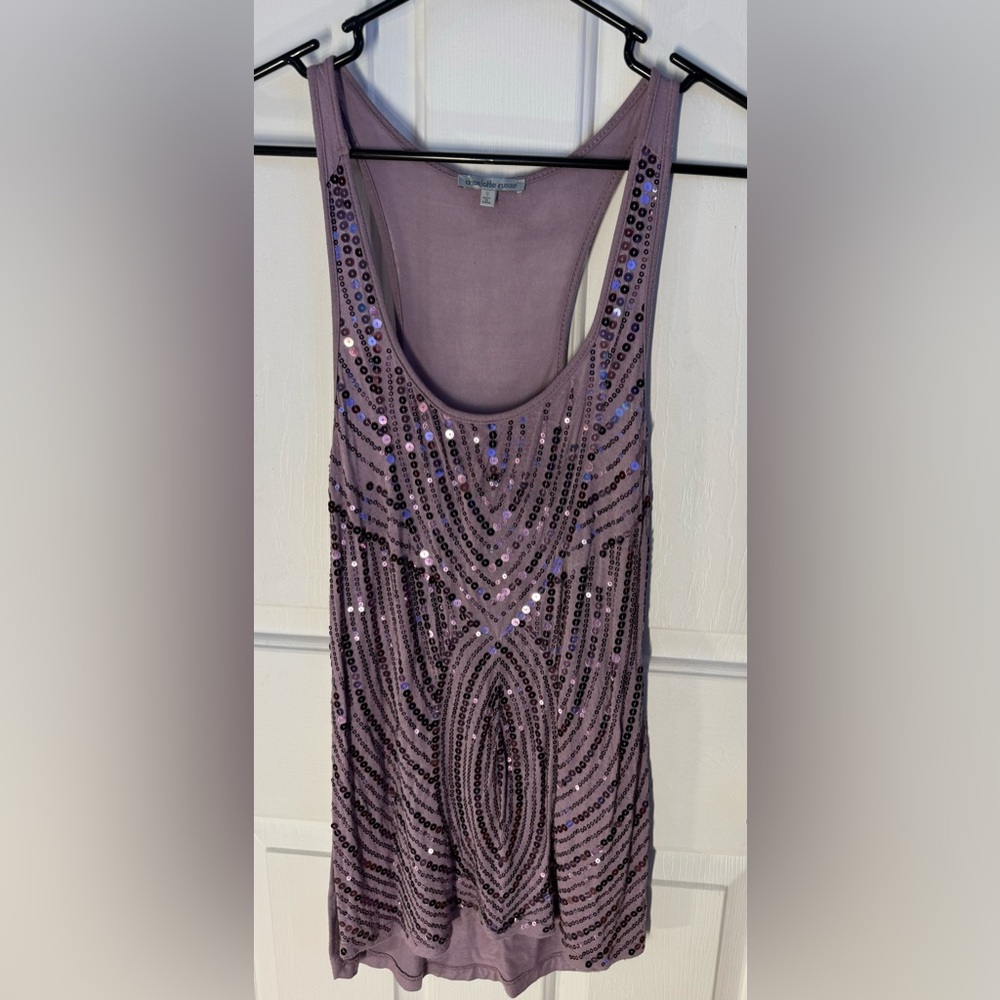 Charlotte Russe Sequin Mauve Party Tank Top Small Lavender Purple Lilac